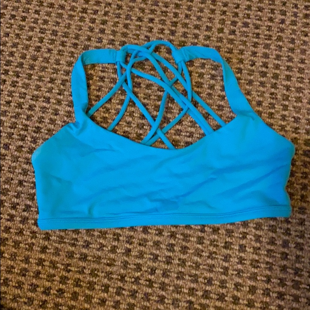 Blue Lululemon Free to Be sports bra